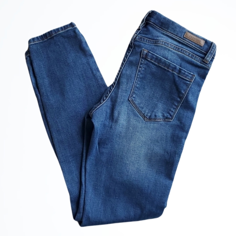 Blank NYC Spray On Mid Rise Distressed Skinny Blue Jeans Size 28 Waist 27 Inches